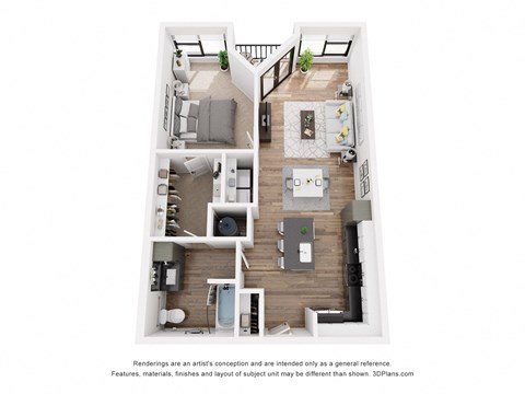 Floor plan for 1 bed, 1 bath, 811 sqft